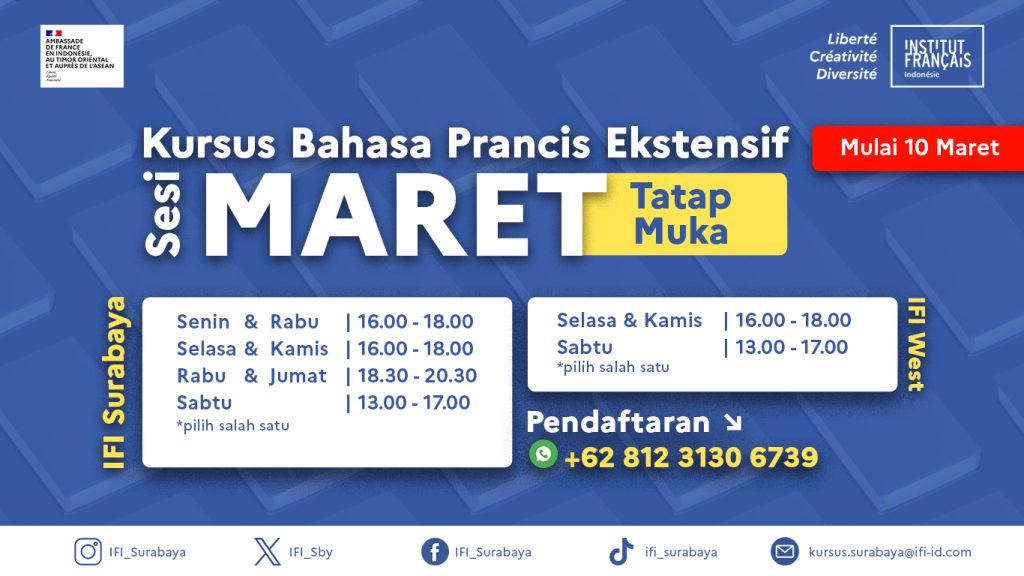 Kursus bahasa prancis Extensif – Maret 2025